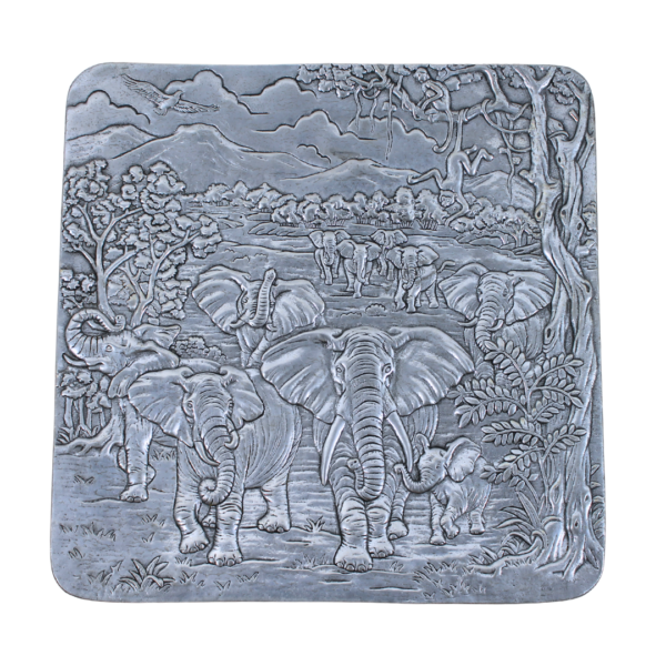 Arthur Court African Safari, Square Elephant Tray, Metal Platter 10