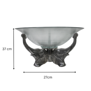 Arthur Court Polished Aluminum Elephant Bowl Stand with Clear Glass Bowl 1993 10