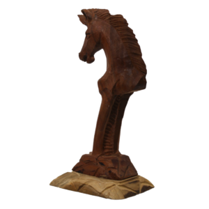 Wooden Hand Carved Horse Head Statue Sculpture Handcrafted Handmade Wood Decorative Home Decor Accent 4