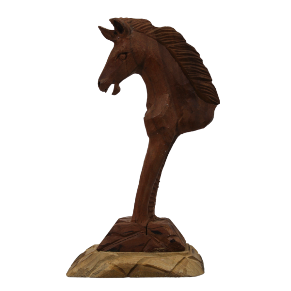 Wooden Hand Carved Horse Head Statue Sculpture Handcrafted Handmade Wood Decorative Home Decor Accent