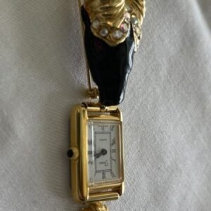 Forem Ornate Gold Tone Watch Brooch Quartz Hong Kong Vintage Needs Battery 2