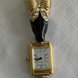 Forem Ornate Gold Tone Watch Brooch Quartz Hong Kong Vintage Needs Battery