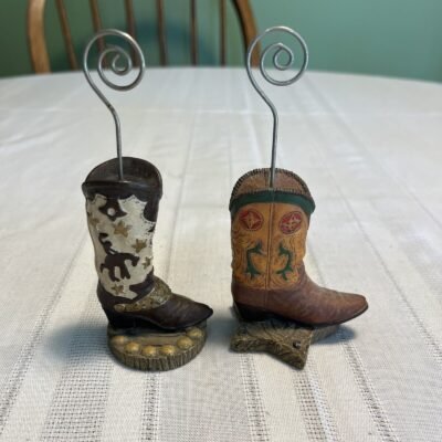 Lot Of 4 Decorative Ceramic Cowboy Boot Items
