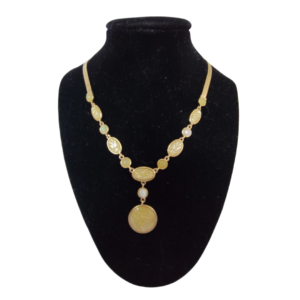 Vintage Costume Citrine Yellow Drop Pendulum Necklace w Herringbone Chain cover