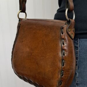 Vintage Handmade Tooled Floral Brown Leather Shoulder Bag Handcrafted Boho Purse 4