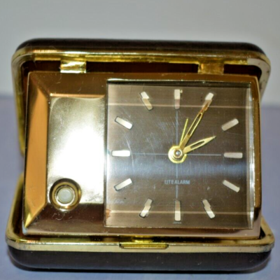 Vintage Travel Alarm Clock Japan Wind Up lite alarm