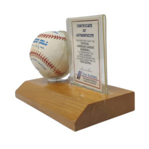 YOGI BERRA Signed Rawlings Baseball-Certified Autograph on Wooded Stand – Faded New 3