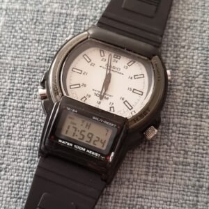 vintage casio aw-61 analog digital alarm chrono illuminator lcd watch qw-1750 3