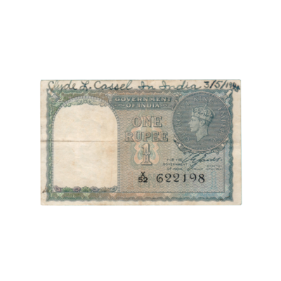 1 Rupee British India King George 1940 Banknote
