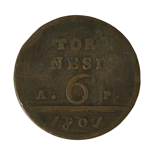 1801 Kingdom of Naples (Italian States) Six Tornesi Coin front