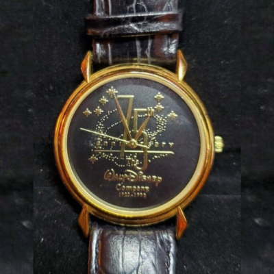 75th Anniversary Disney Watch -Japan M’vnt, SS Back, Water Resist, Blk/Gold Dial