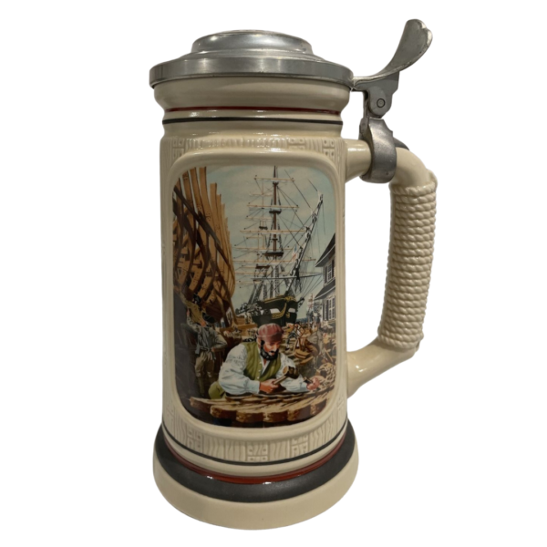 AWESOME SHIPBUILDER BEER STEIN The Building Of America Collection Stein