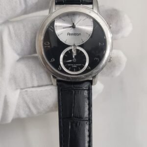 Armitron Stainless Steel Back Black Leather Stripe Unisex Wristwatch 1