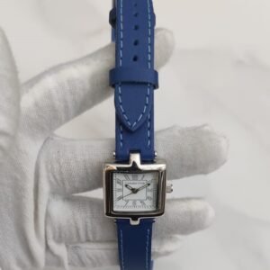 Coldwater Creek Stainless Steel Back Blue Leather Stripes Ladies Wristwatch 2