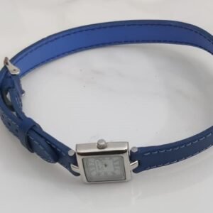 Coldwater Creek Stainless Steel Back Blue Leather Stripes Ladies Wristwatch 3