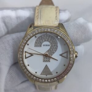 Guess Celebrating 20 Years Of Time Unisex Wristwatch Crystal Leather Band 2