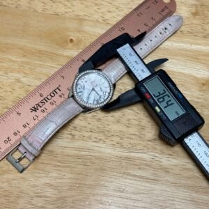 Guess Quartz Watch Women Silver Rhinestone Leather Band 5