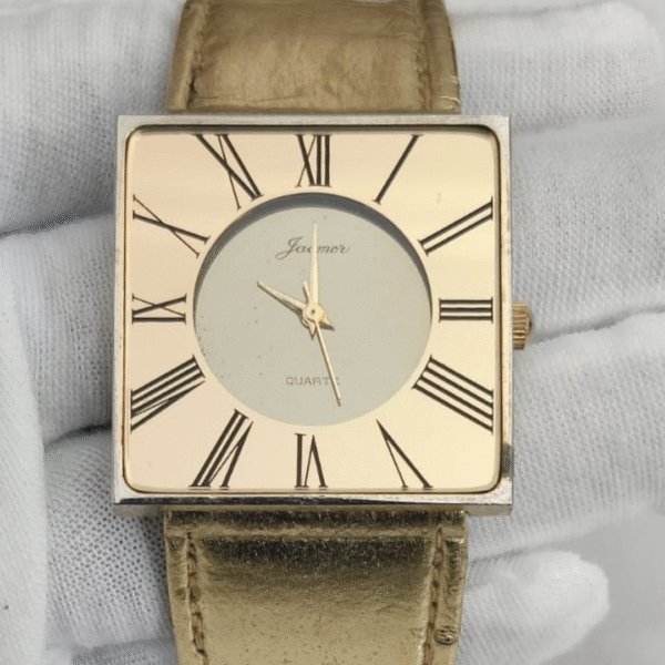 Jacmor Stainless Steel Back Gold Stripe Ladies Wristwatch