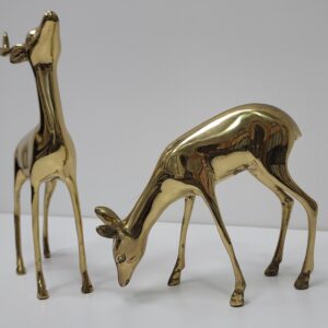 Large Vintage Pair of Brass Deer Decor 10 3