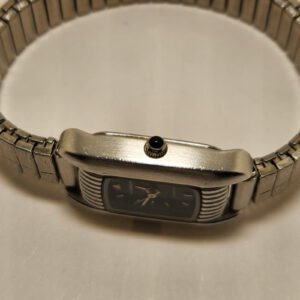 Liz Claiborne Watch Women Silver Color Wide Case Stretch Bracelet Quartz 2