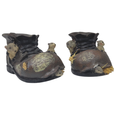Pair of Marilyn Levine Old Boot With Mice Sculpture, Ceramic Piece Looks Like Leather