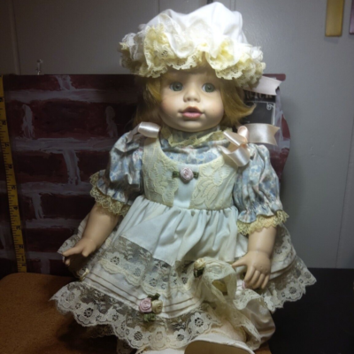 Porcelain Sitting Baby Doll With Bonnett