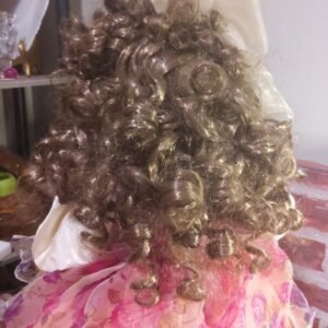 Porcelain Standing Doll With Curly Brown Hair 3