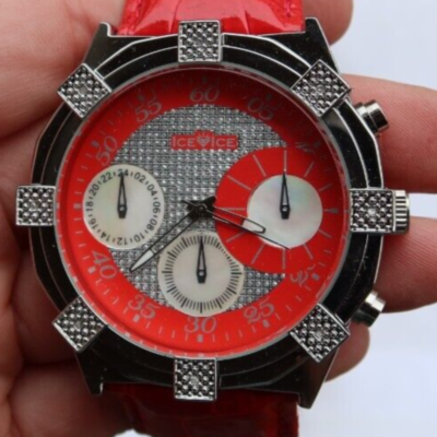 RARE Ice Ice Time Genuine Diamond Watch Men’s Wristwatch Elements & Original Box