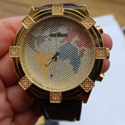 RARE Ice Ice Time Genuine Diamond Watch Men’s Wristwatch Elements & Original Box
