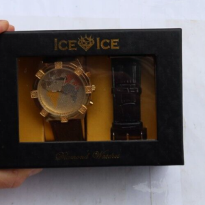 RARE Ice Ice Time Genuine Diamond Watch Men's Wristwatch Elements With an Extra Stripe And Original Box 3