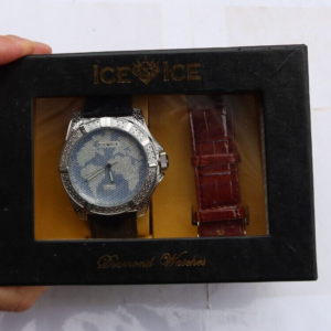 RARE Ice Ice Time Genuine Diamond Watch Men's Wristwatch Force With an Extra Stripe & Original Box NR 3