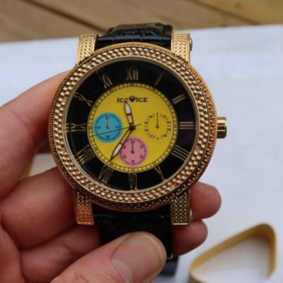 RARE Ice Ice Time Genuine Diamond Watch Men’s Wristwatch Torpedo & Original Box