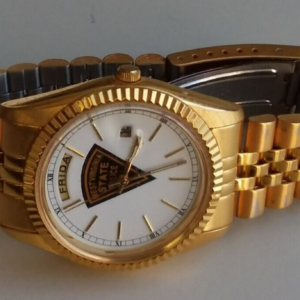 RARE Men's Gold Tone Day Date Official West Virginia State Police Estate Watch 2