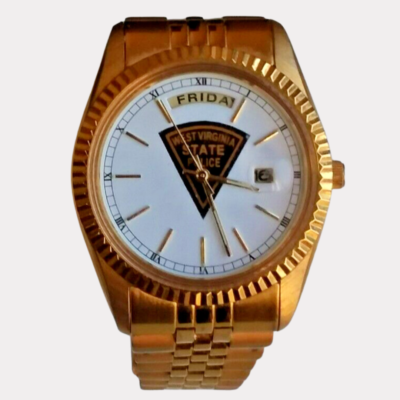 RARE Men’s Gold Tone Day Date Official West Virginia State Police Estate Watch