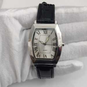 SKC Stainless Steel Back Black Leather Stripes Ladies Wristwatch 3