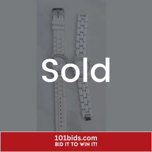 Two-White-Stainless-Steel-Back-Ladies-Wristwatches sold