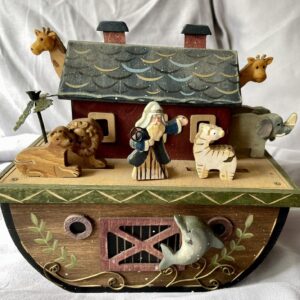 Vintage Wooden Noah's Ark Animated Music Box Plays We Wish You A Merry Christmas 2