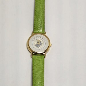 Watch Women Gold Color 32 mm Round Case Analog Leather Band Casual Style Quartz 2