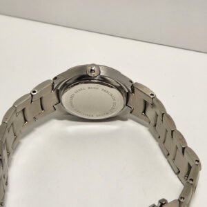 Women Silver Color 25 mm Case Bracelet Quartz Casual Style Glass Crystal Wristwatch 3