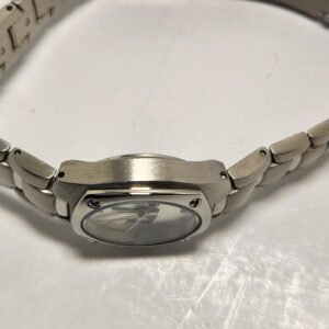 Women Silver Color 25 mm Case Bracelet Quartz Casual Style Glass Crystal Wristwatch 4