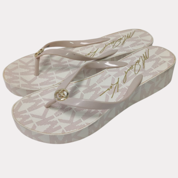 Women’s Michael Kors Logo Platform Thong Flip Flops Light Pink- Size 10M