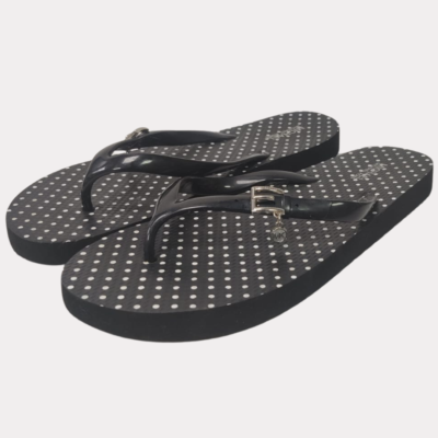 Women’s Michael Kors Polka Dot Black Flip Flops- Size 8