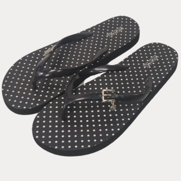 Women’s Michael Kors Polka Dot Black Flip Flops- Size 8