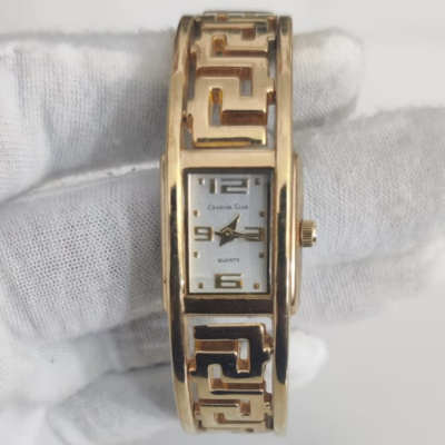Charter Club Stainless Steel Back Gold Tone Ladies Wristwatch Bracelet