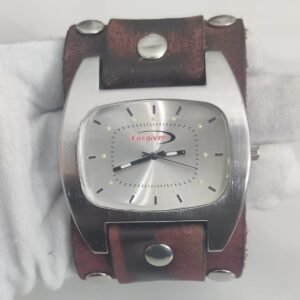 Classic Forgiven Stainless Steel Back Leather Stripe Wristwatch 1