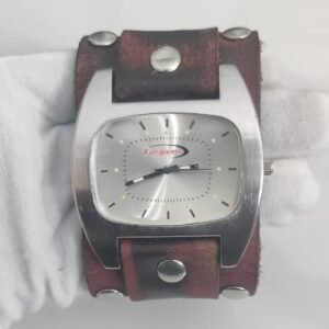 Classic Forgiven Stainless Steel Back Leather Stripe Wristwatch 2