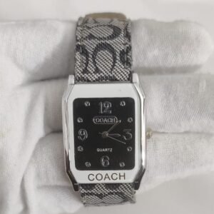 Coach Quartz Stainless Steel Back Leather Stripes Ladies Wristwatch 1