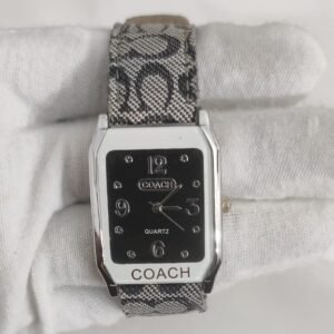 Coach Quartz Stainless Steel Back Leather Stripes Ladies Wristwatch 2