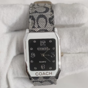 Coach Quartz Stainless Steel Back Leather Stripes Ladies Wristwatch