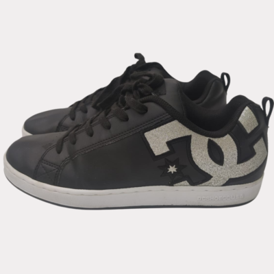 DC Shoes Black and White w/silver Glitter Logo-Court Graffik UK Size 9